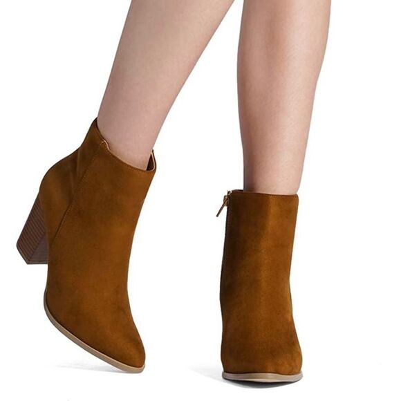 NWT Wool + Pepper Co. Tan Suede Heeled Ankle Booties - Picture 6 of 8